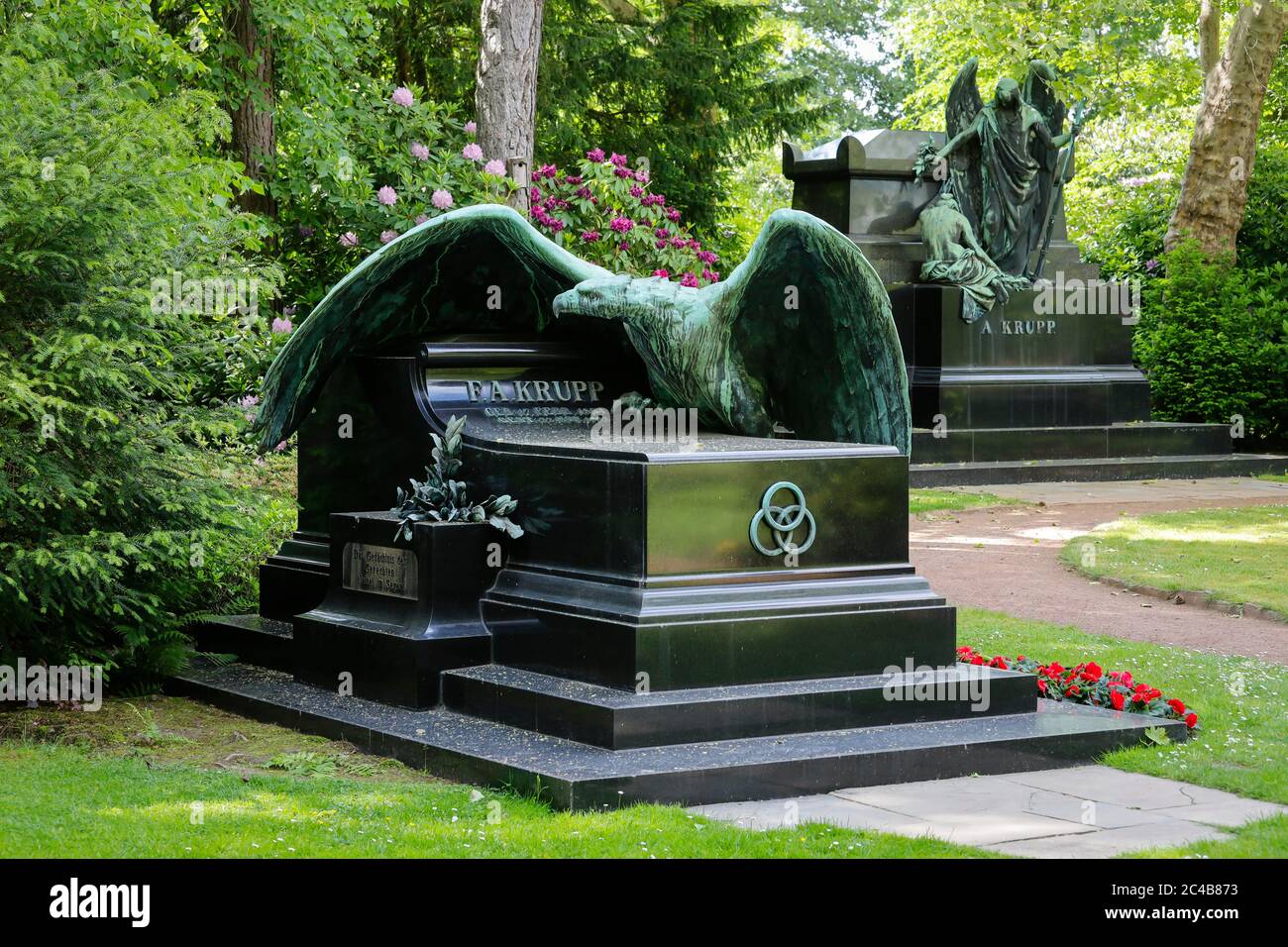 Grave of Friedrich Alfred Krupp, family cemetery of the Krupp industrialist family, Bredeney cemetery, Essen, Ruhr area, North Rhine-Westphalia Stock Photo