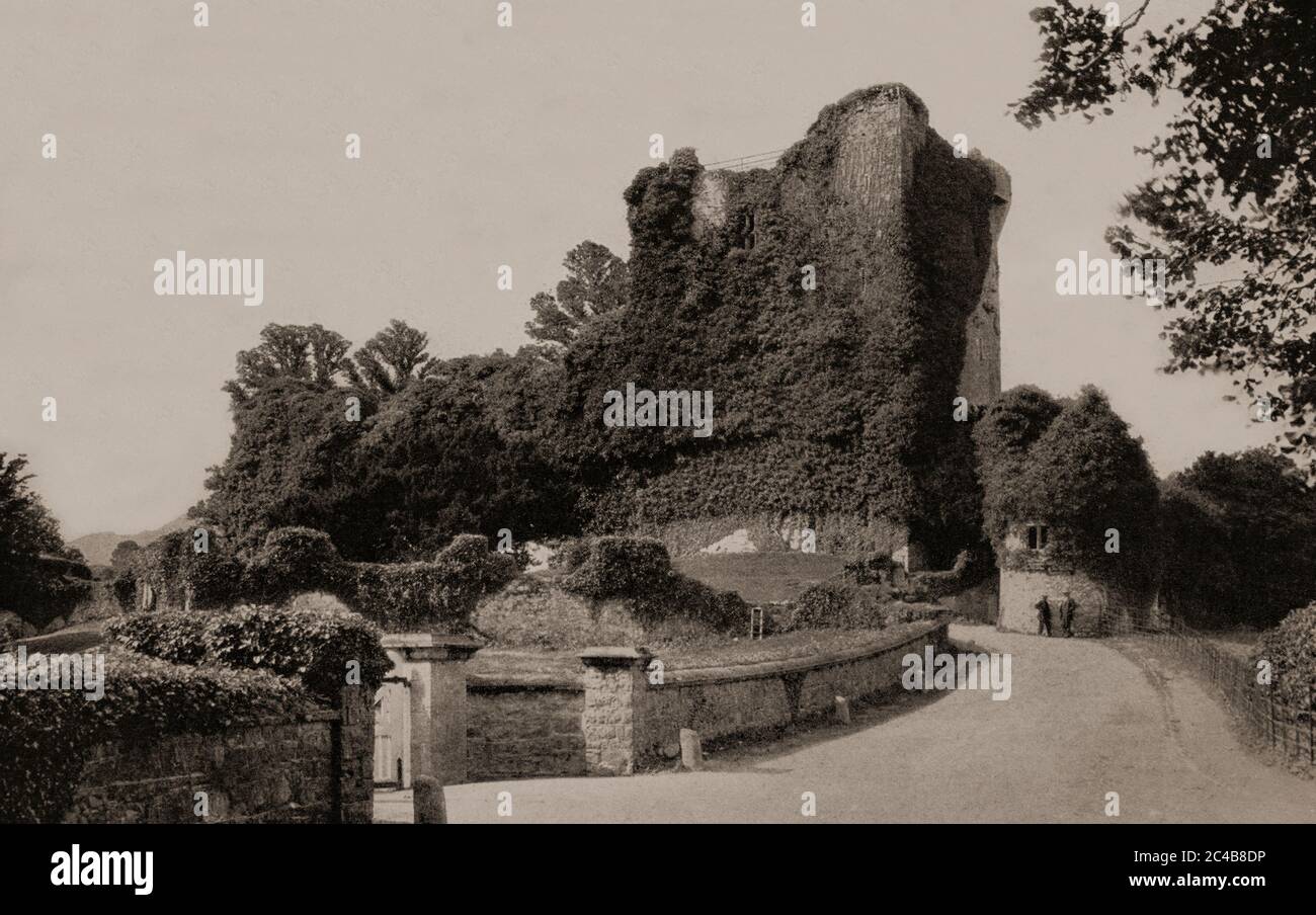 An early 1920's scene of Ross Castle, prior to it's recent renovation. The 15th-century tower house and keep on the edge of Lough Leane, in Killarney National Park, County Kerry was the ancestral home of the Chiefs of the Clan O'Donoghue. Originally photographed by Clifton Adams (1890-1934) for 'Ireland: The Rock Whence I Was Hewn', a National Geographic Magazine feature from March 1927. Stock Photo