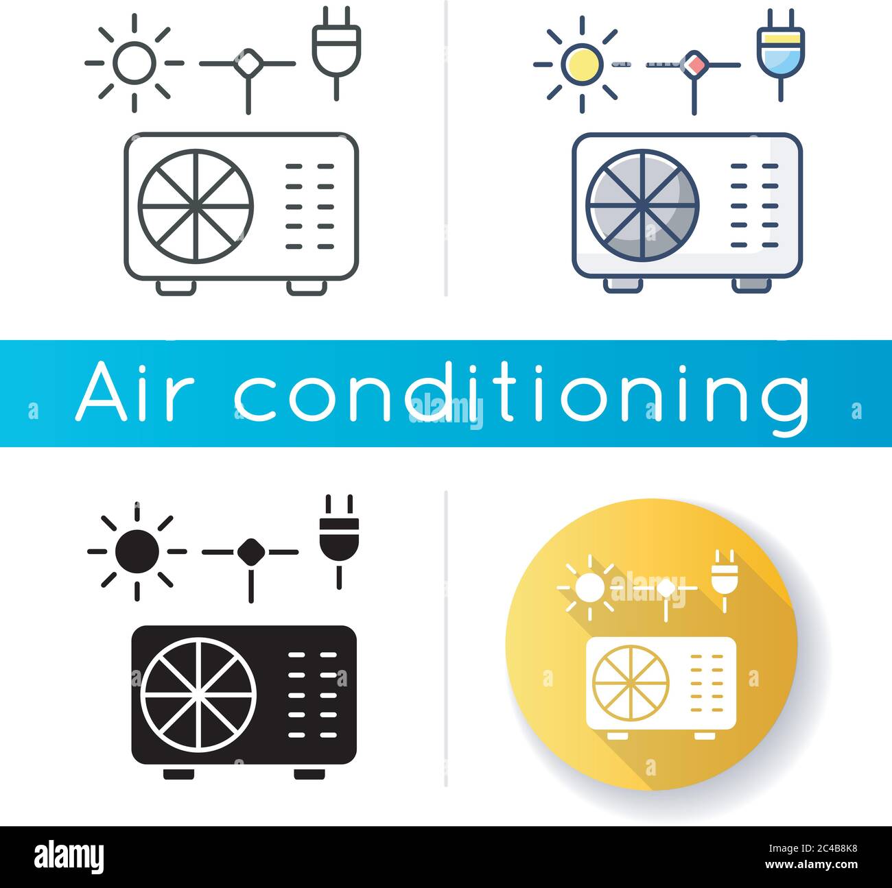 Hybrid air conditioner icon Stock Vector