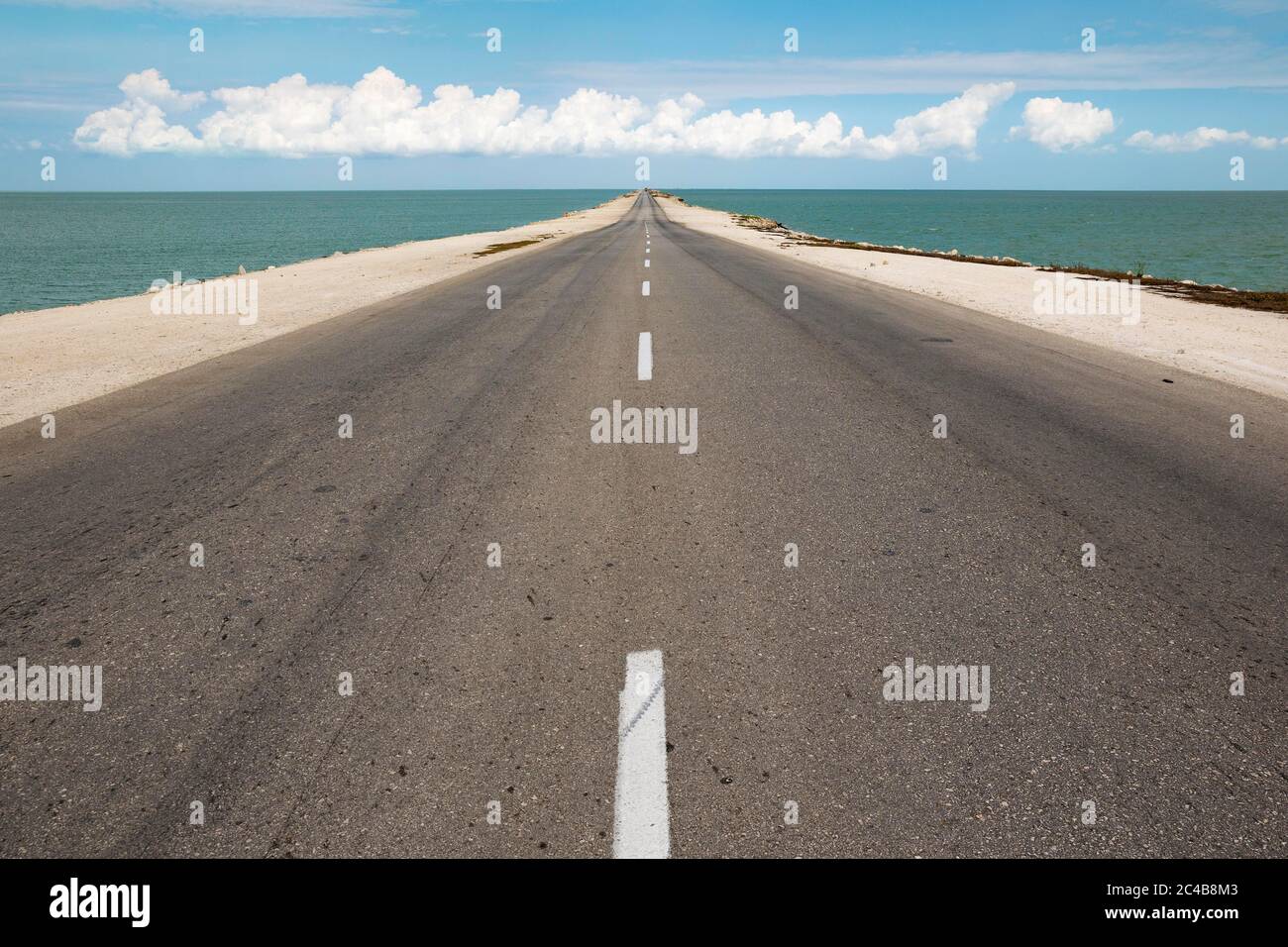 Causeway to the Cayo Coco island, Jardines del Rey archipelago, Cuba Stock Photo