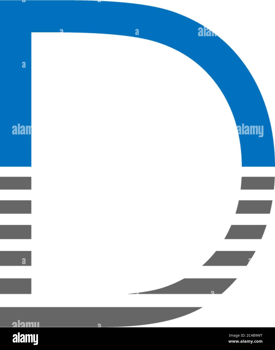 D logo letter design concept in black and blue color Stock Vector Image