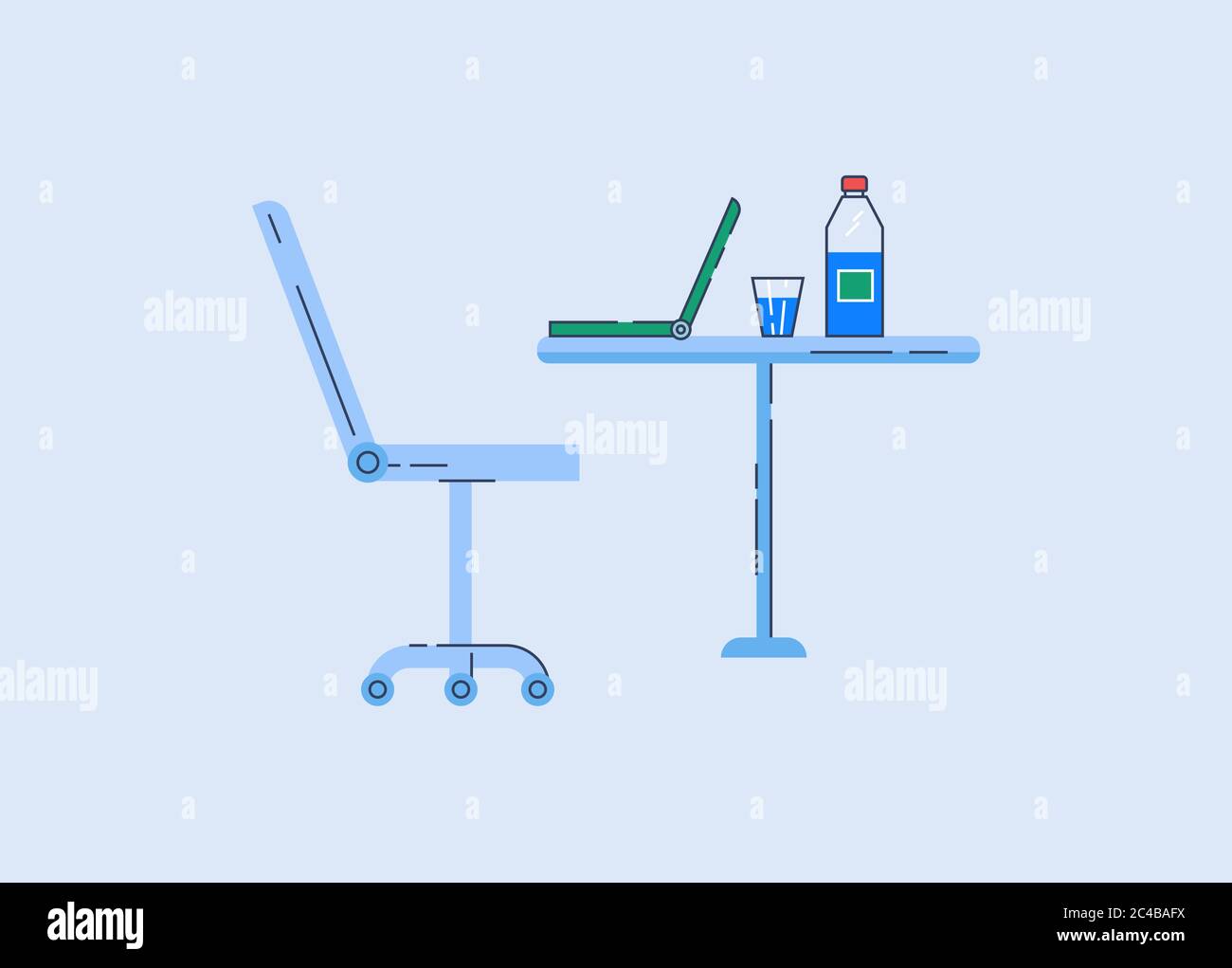 Remote workplace semi flat RGB color vector illustration Stock Vector