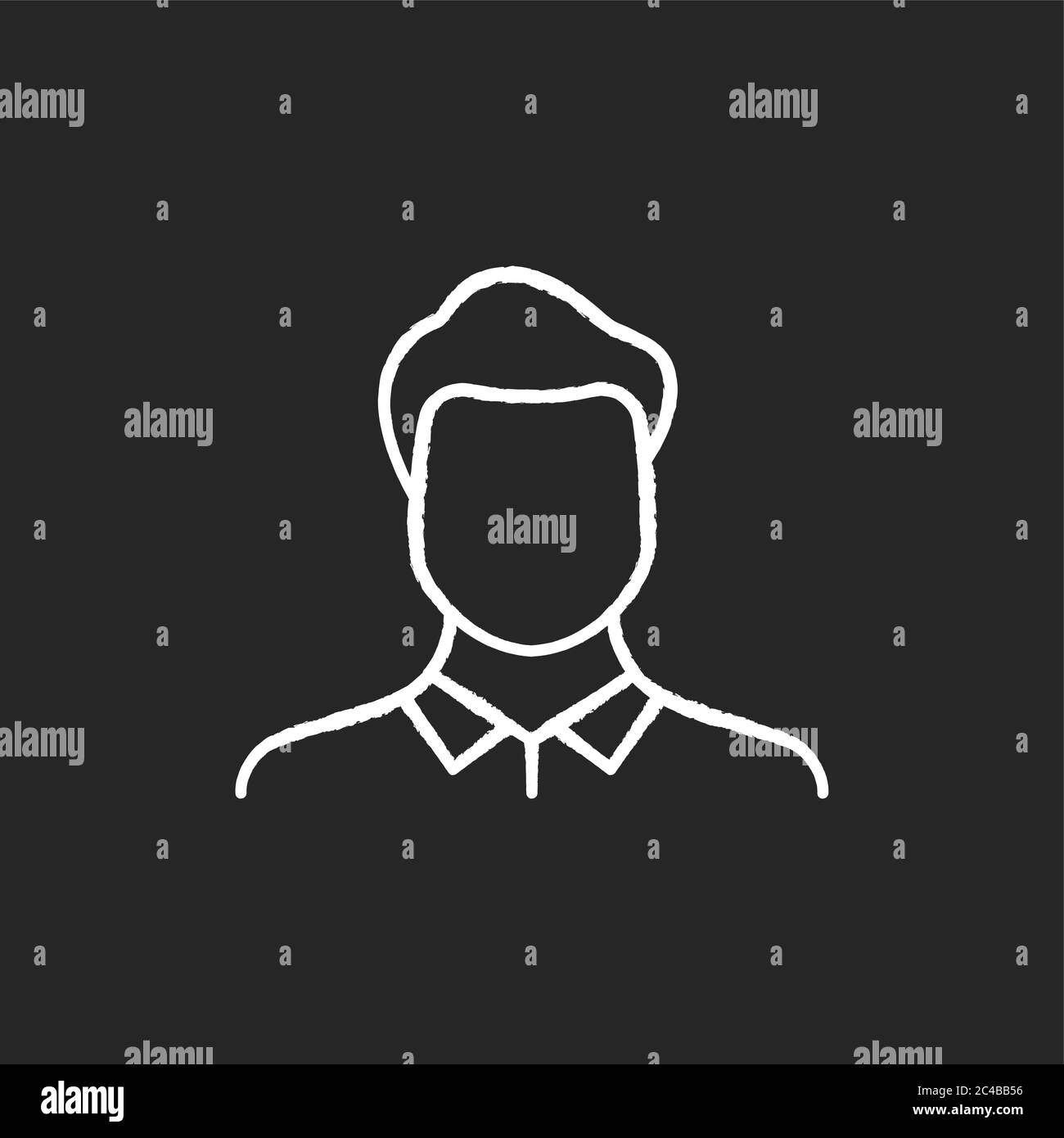 Male avatar chalk white icon on black background Stock Vector Image ...