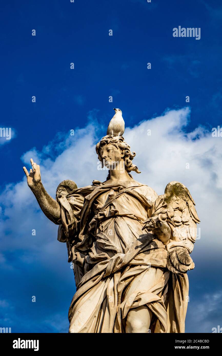 Angel with the nails on the Ponte Sant'Angelo over the Tiber, at the ...