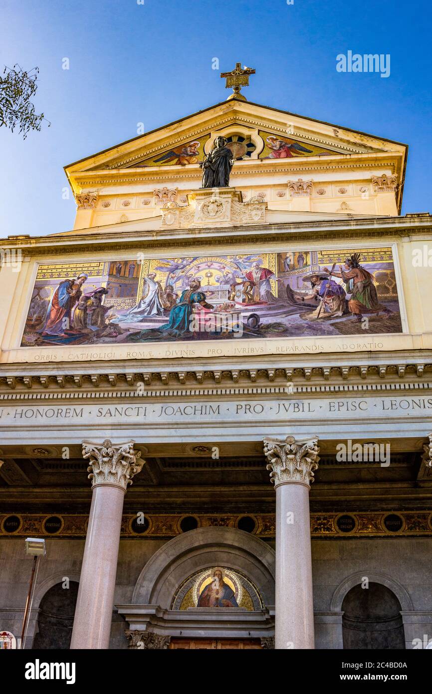 The beautiful church of San Gioacchino in Prati; in the prestigious residential district of Prati; in the center of Rome; near the Vatican. Stock Photo