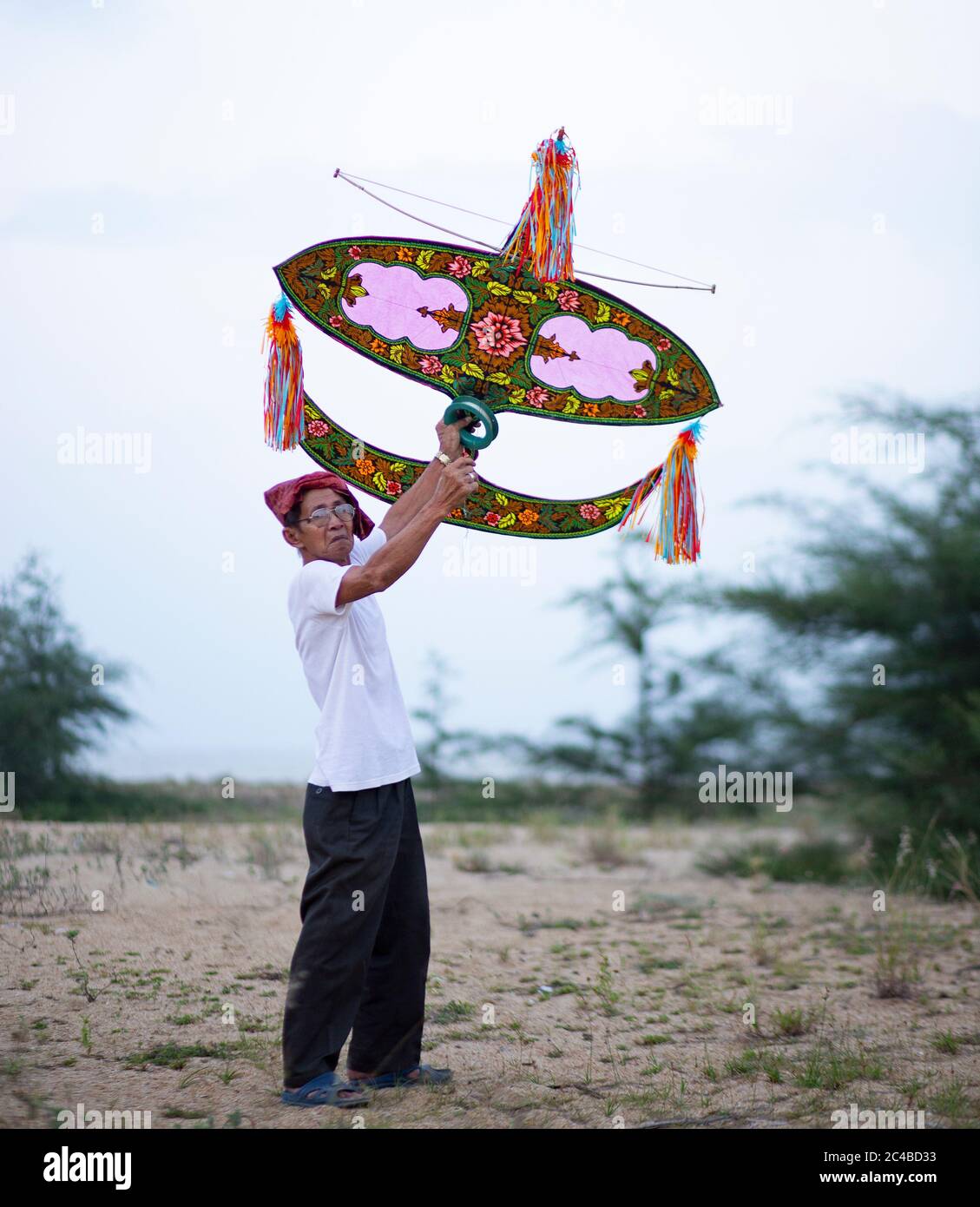 Portrait of the malaysia kite maker, Shafie Bin Jusoh Stock Photo