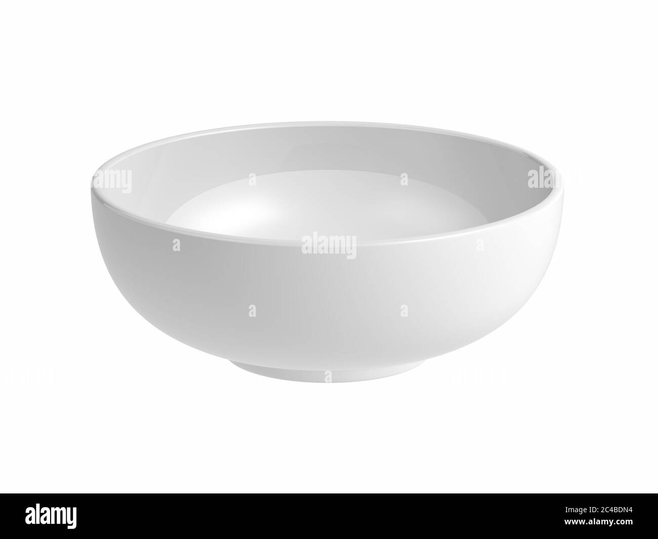 White ceramic bowl isolated on white background. 3d illustration. Stock Photo