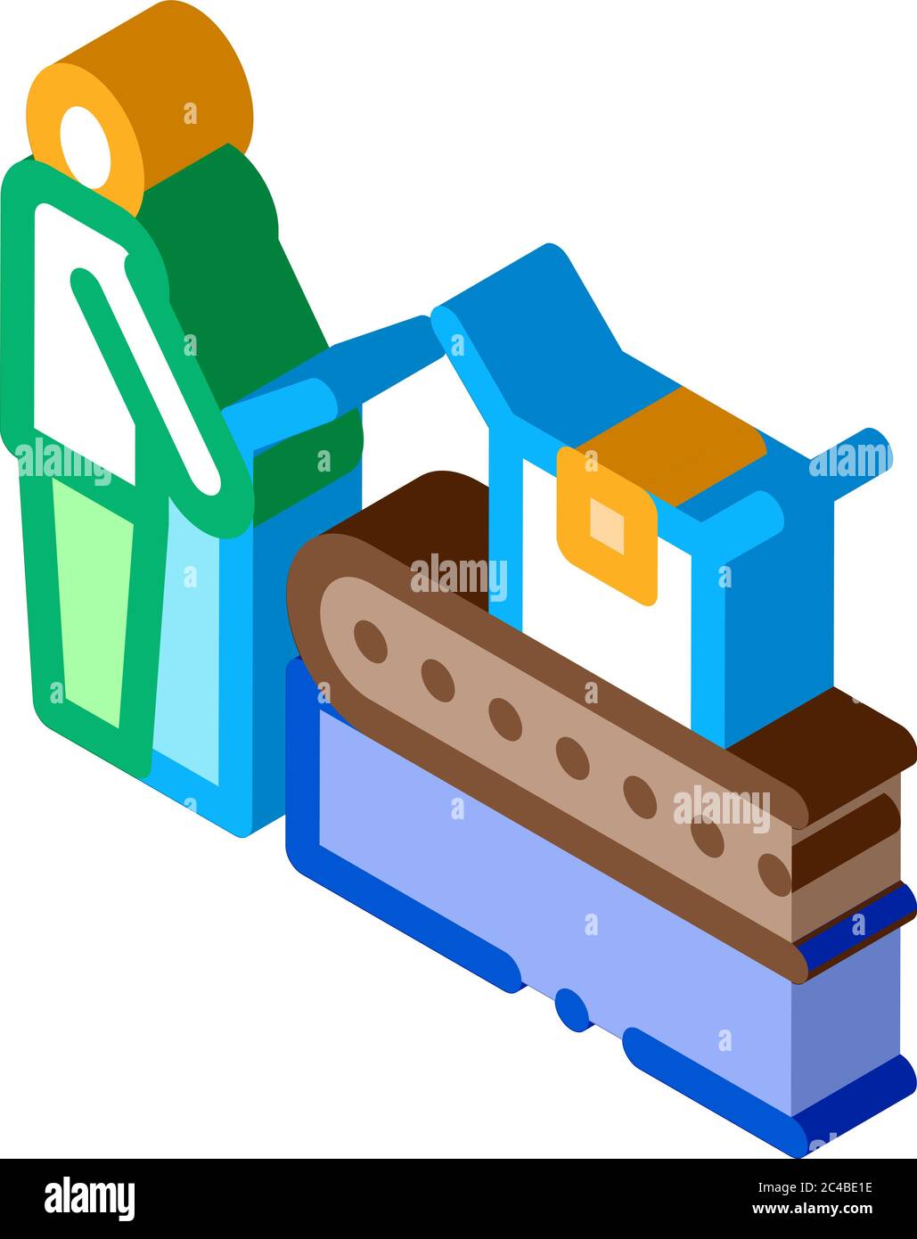 juice packaging conveyor isometric icon vector illustration Stock Vector