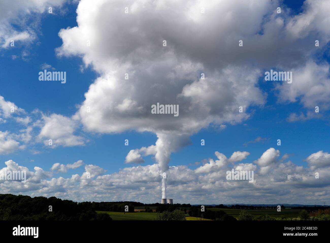 Nuclear power plant cooling towers Stock Photo