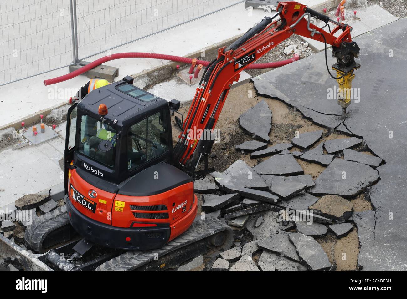 Excavator at work on a construction site Stock Photo
