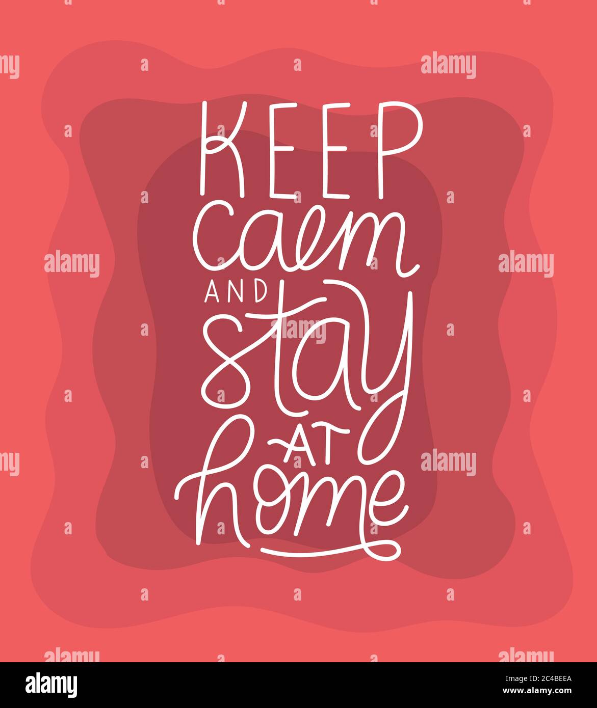 keep calm and stay at home lettering design of Happiness positivity and covid 19 virus theme Vector illustration Stock Vector