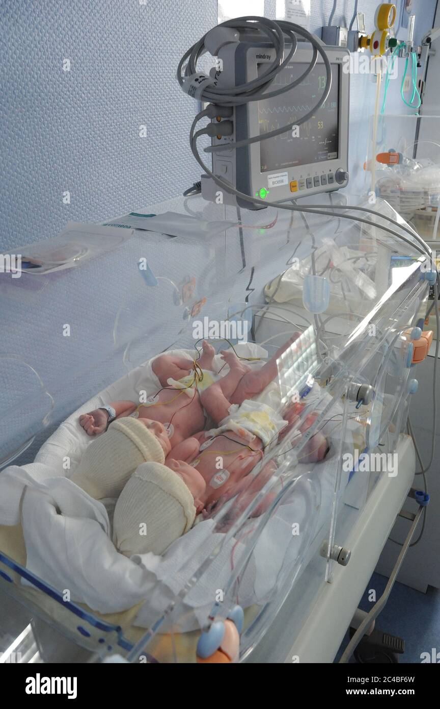 Baby twins in incubator hi-res stock photography and images - Alamy