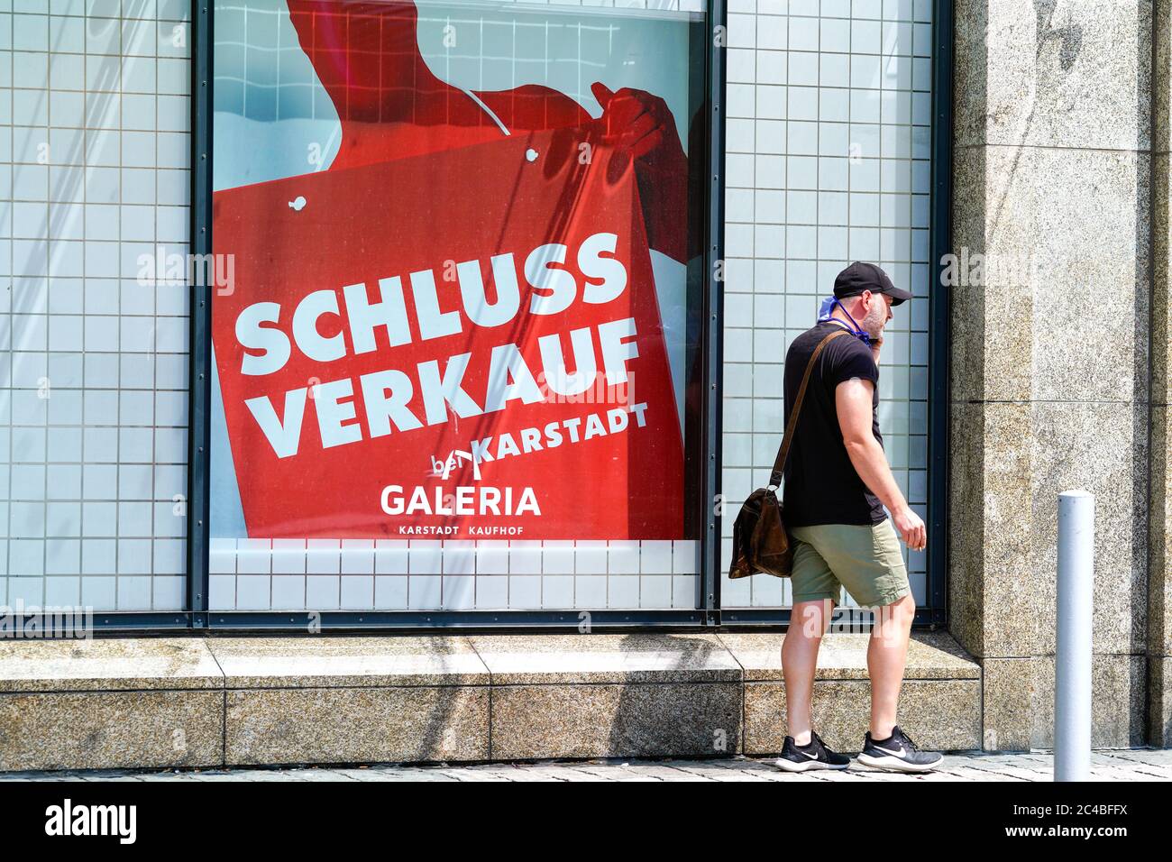 Dortmund, Germany, June 25, 2020: Shop window of the Karstadt department store in Dortmund threatened by closure   ---   Dortmund, 25.6.2020: Schaufenster des von der Schließung bedrohten Karstadt-Kaufhauses in Dortmund Stock Photo