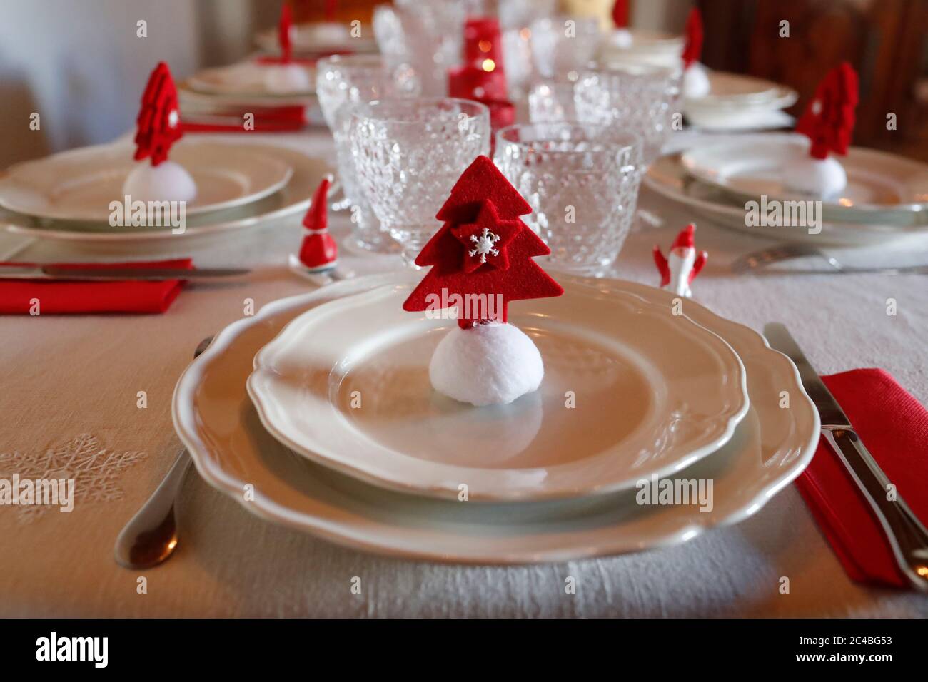 Christmas table setting Stock Photo