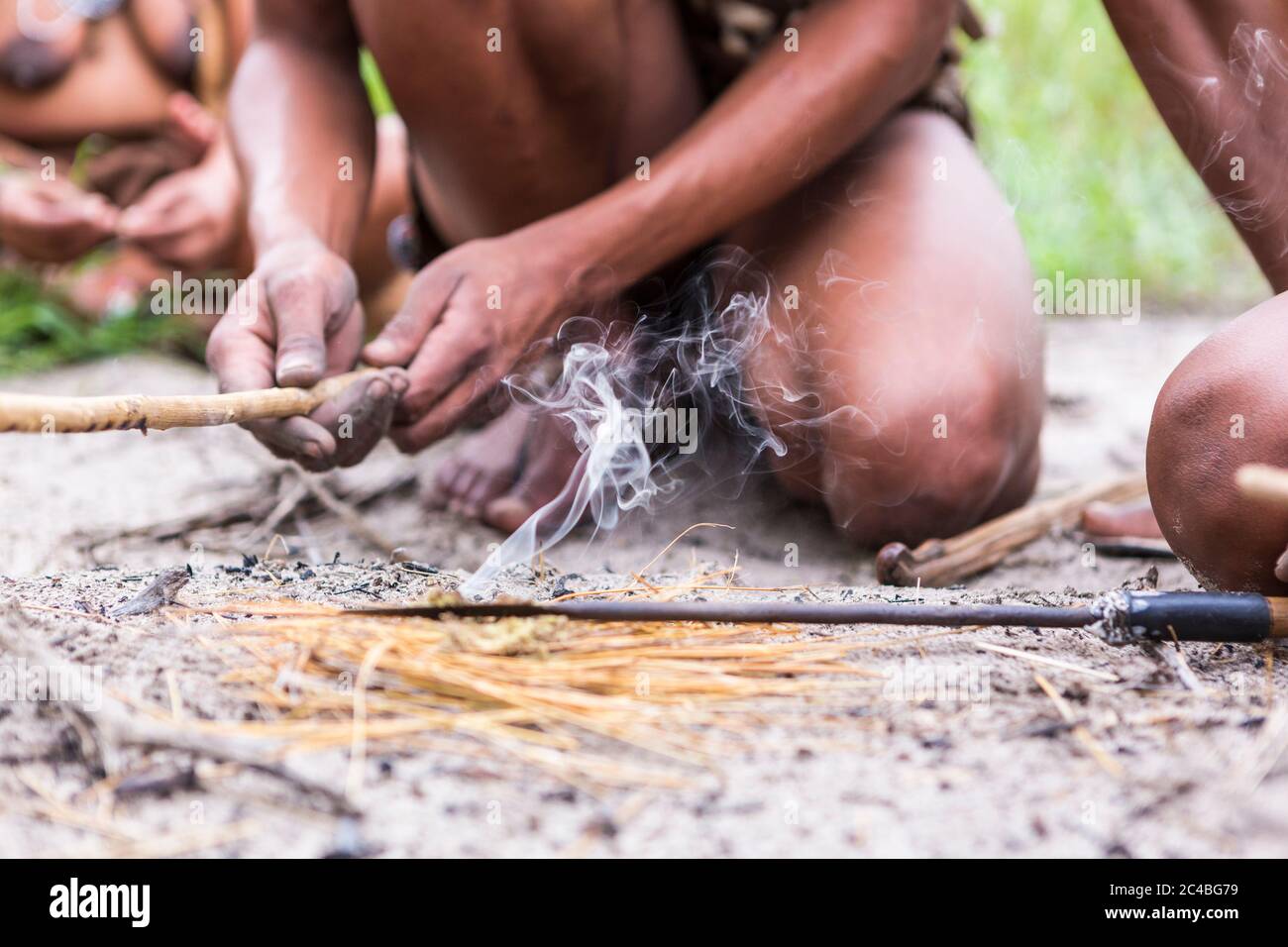 close up of Bushman creating fire,Botswana Stock Photo - Alamy