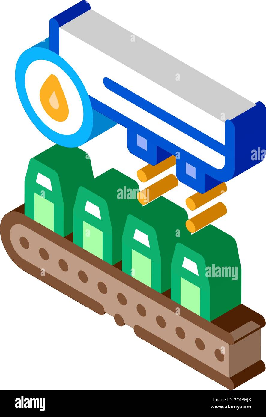 juice conveyor isometric icon vector illustration Stock Vector