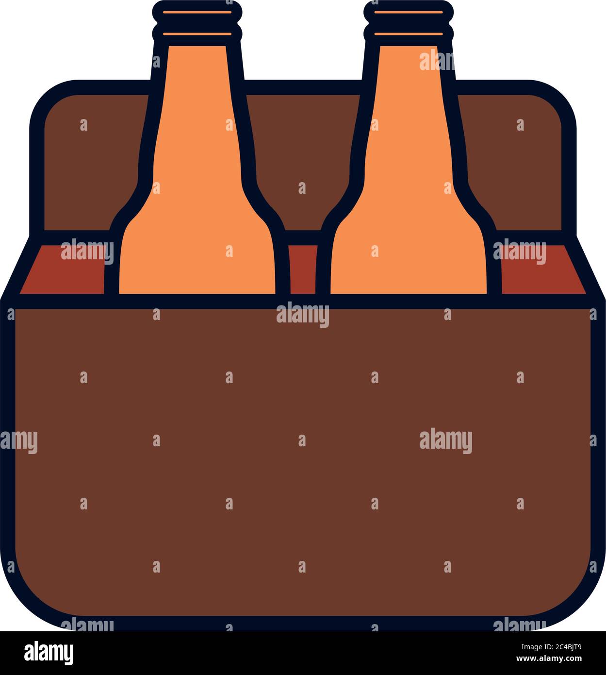 box with beer bottles icon over white background, line fill style ...