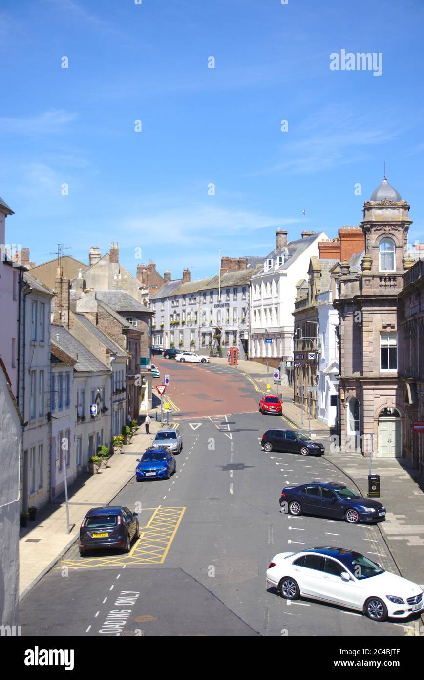 High-level view of Sandgate leading uphill to Hide Hill in Berwick-upon-Tweed, Northumberland, UK. Stock Photo