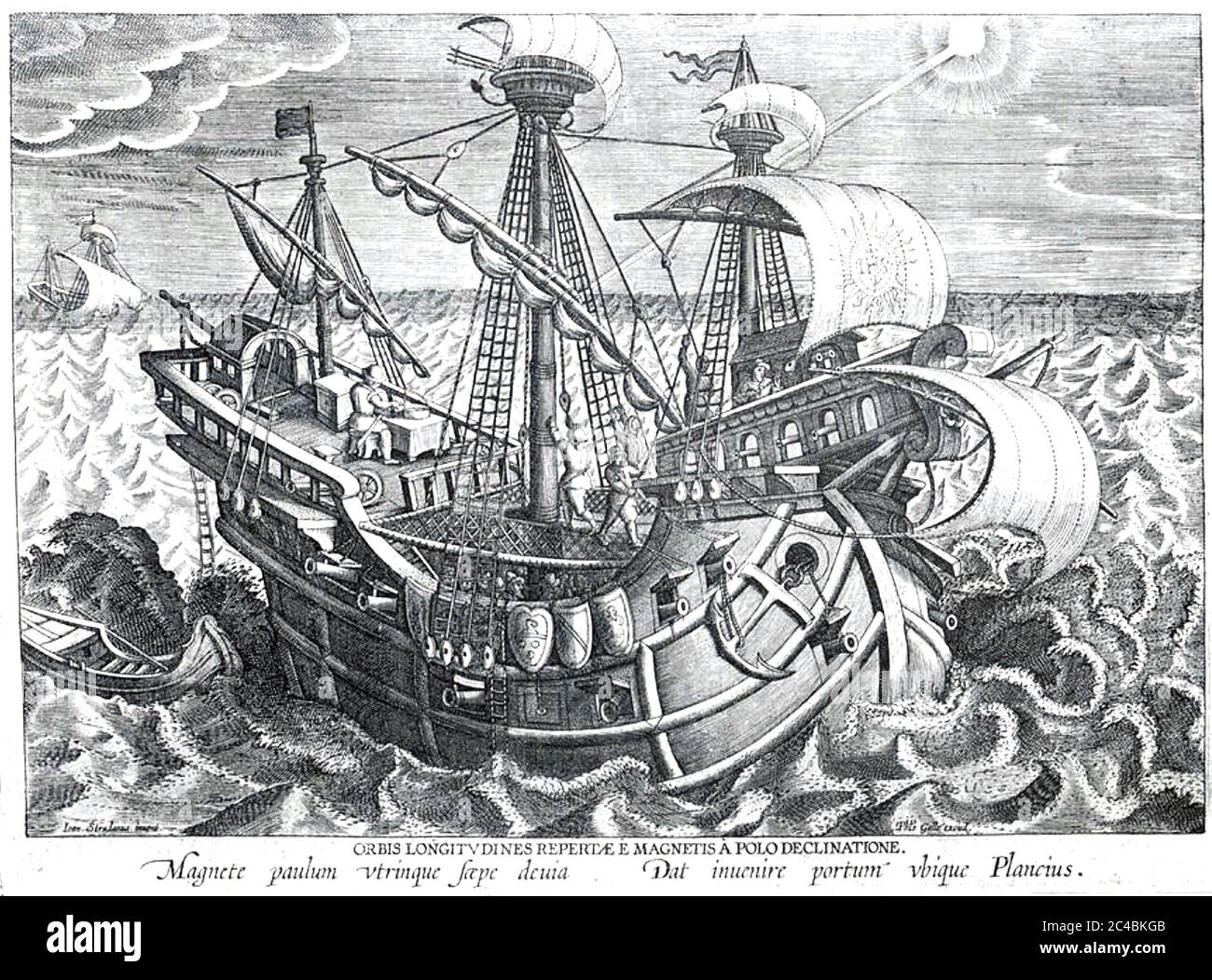 POSITION FINDING AT SEA in 16th century Stock Photo