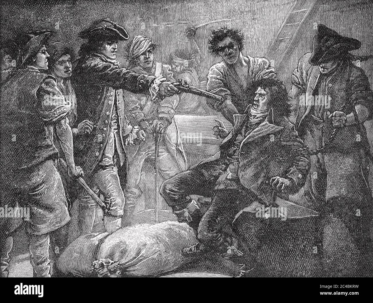 WOLFE TONE (1763-1798) leader of the 1798 Irish Rebellion is captured at Buncrana, County Donegal,  3 November 1798 Stock Photo