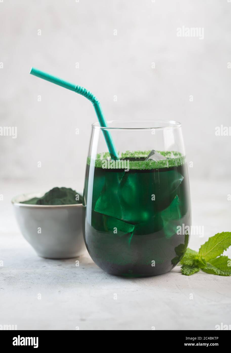 Green drink prepared with single celled green algae chlorella. Detox