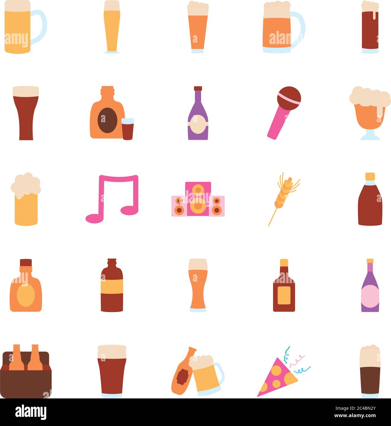 Beer Bottles And Liquor Bottles Icon Set Over White Background Flat Style Vector Illustration 4774