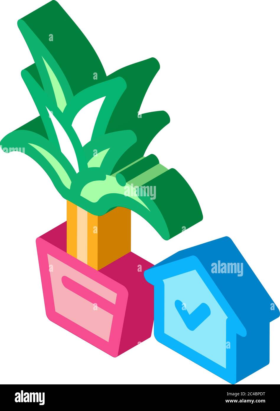 domestic potting flower isometric icon vector illustration Stock Vector ...
