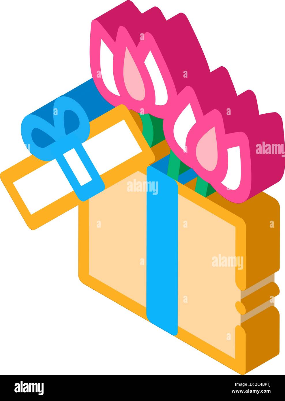 flower gift box isometric icon vector illustration Stock Vector Image ...