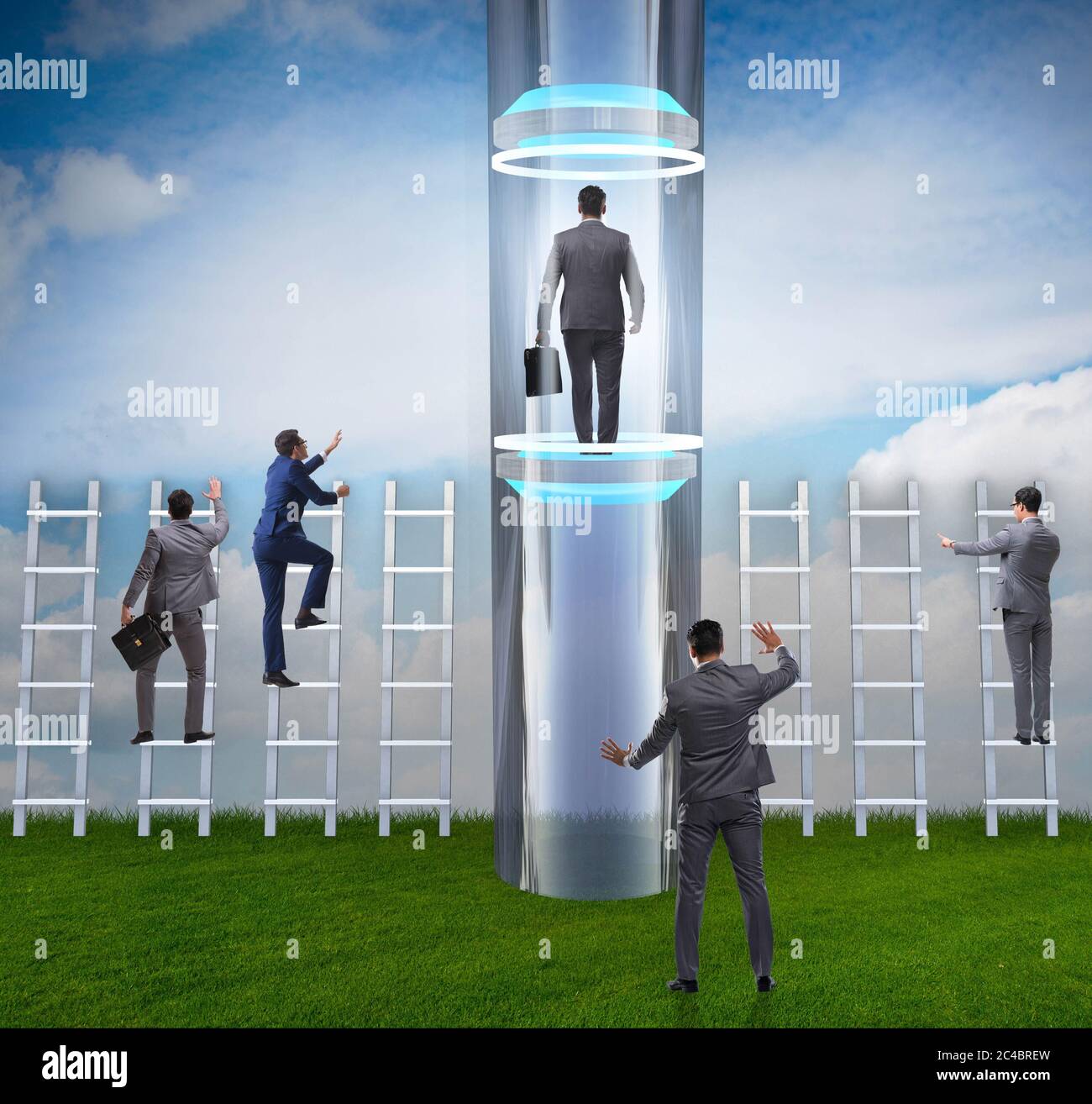 The businessmen in accelerated and fast promotion concept Stock Photo ...