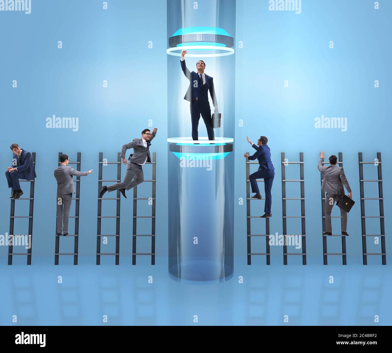 The businessmen in accelerated and fast promotion concept Stock Photo ...