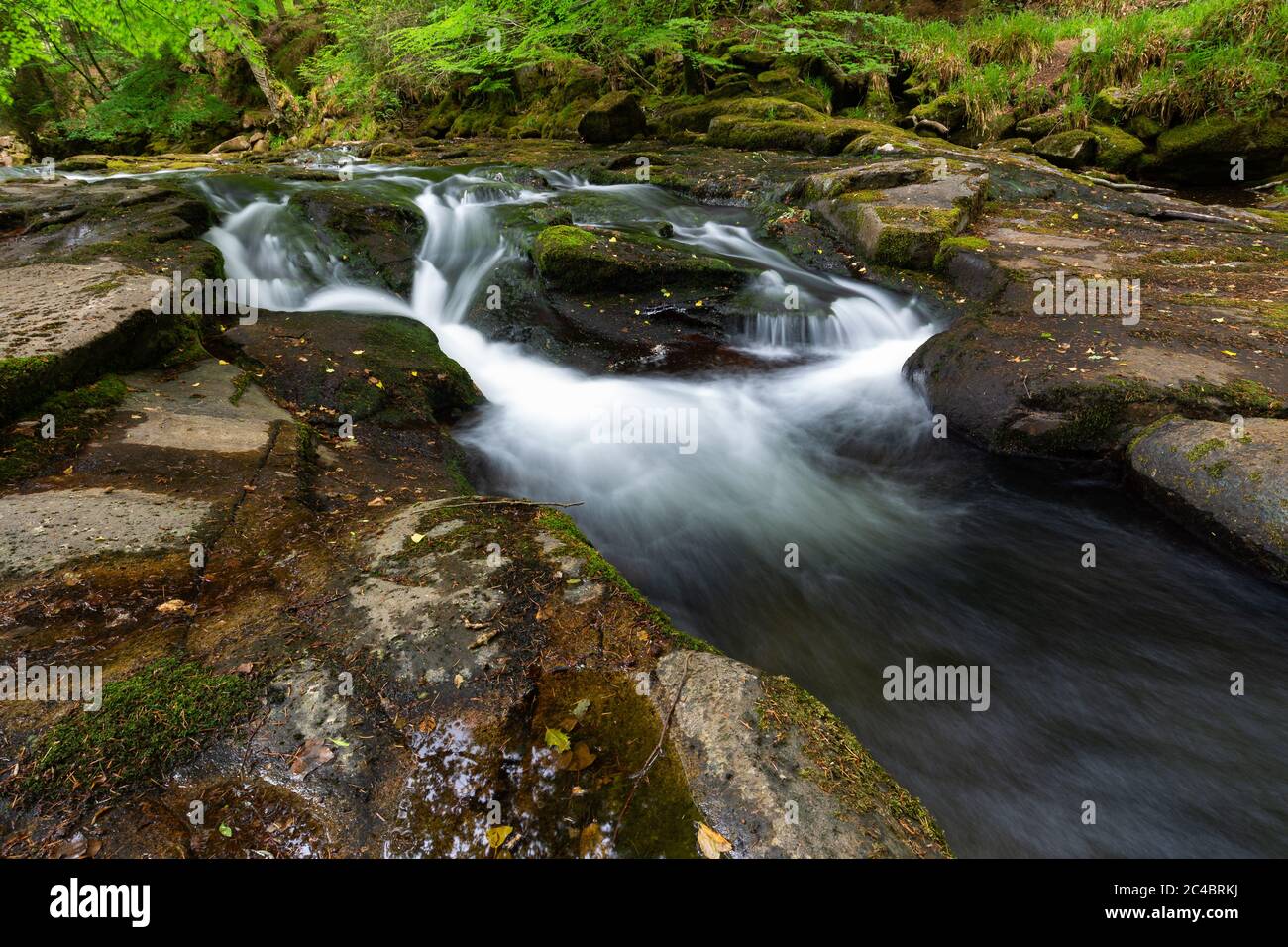 waterfall on River Erme at Ivybridge in Devon, UK Stock Photo