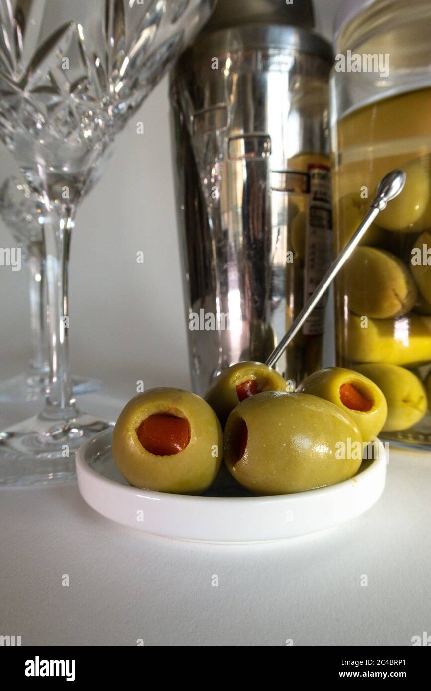 Pimento stuffed cocktail olives, USA Stock Photo Alamy