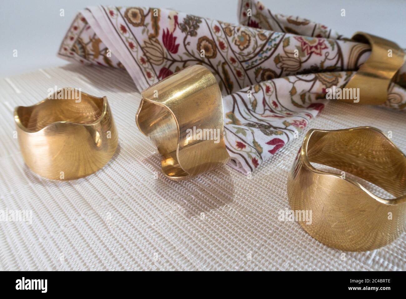 Solid brass napkin rings, USA Stock Photo Alamy