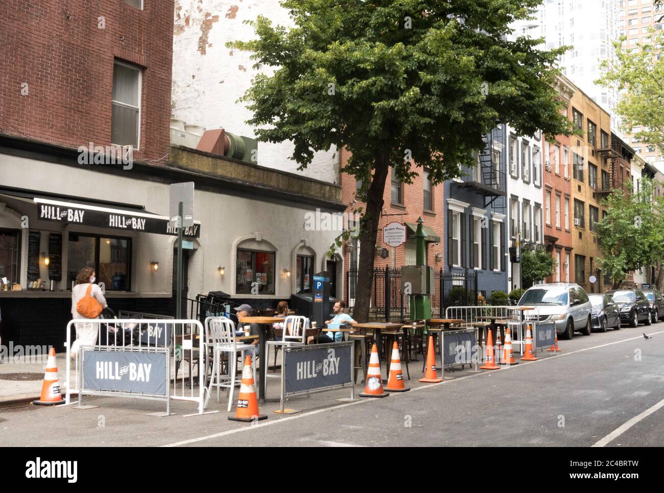 Restaurants have special permission for outdoor dining areas during the reopening phases of the coronavirus pandemic, June 2020, New York City, USA Stock Photo