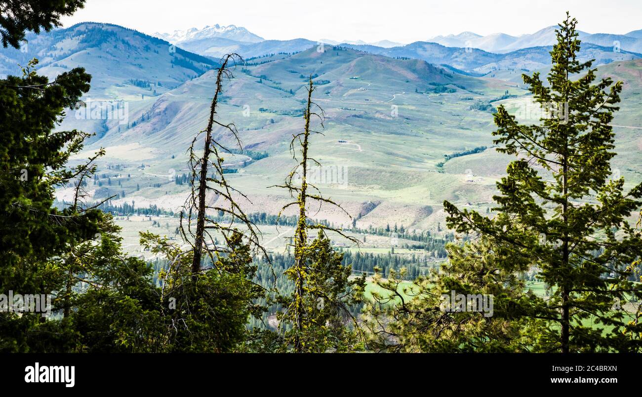 Looking down on the Methow Valley from Patterson Mountain, Washington State, USA. Stock Photo