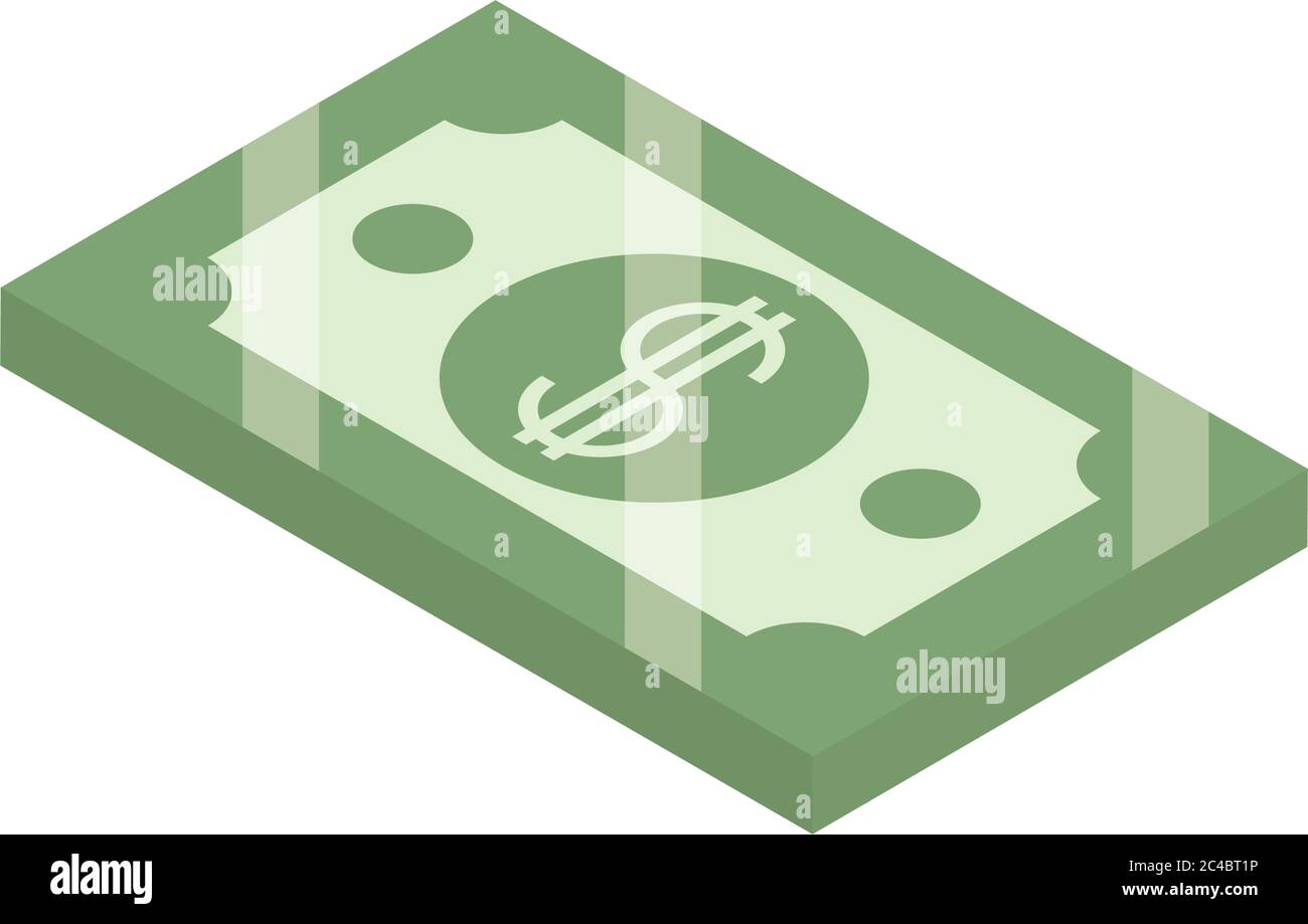 isometric money paper bank note cash currency isolated on white ...