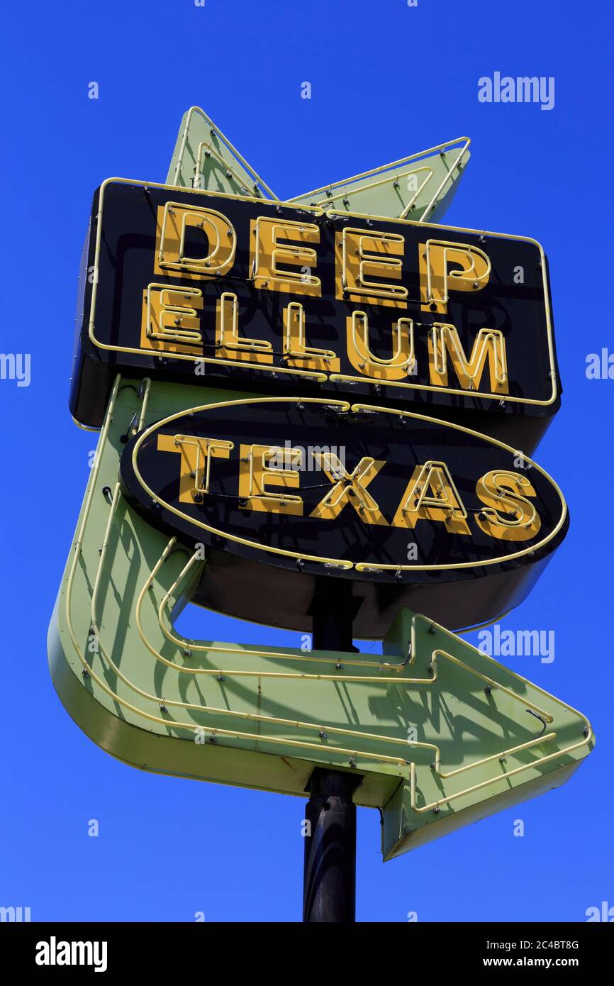 Neon sign, Deep Ellum District, Dallas, Texas, USA Stock Photo