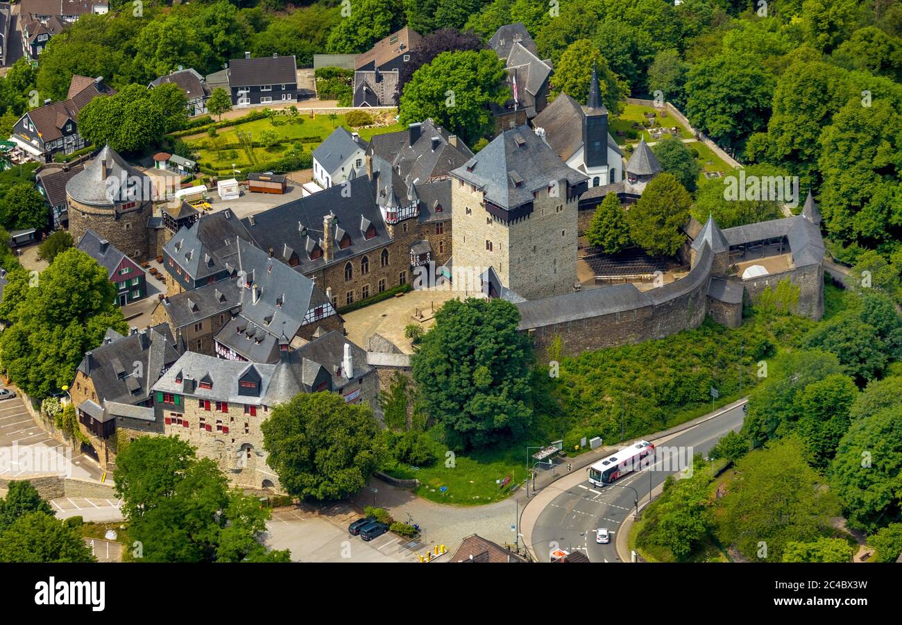 Burg Castle near the river Wupper, 05.06.2019, aerial view, Germany, North Rhine-Westphalia, Bergischen Land, Solingen Stock Photo