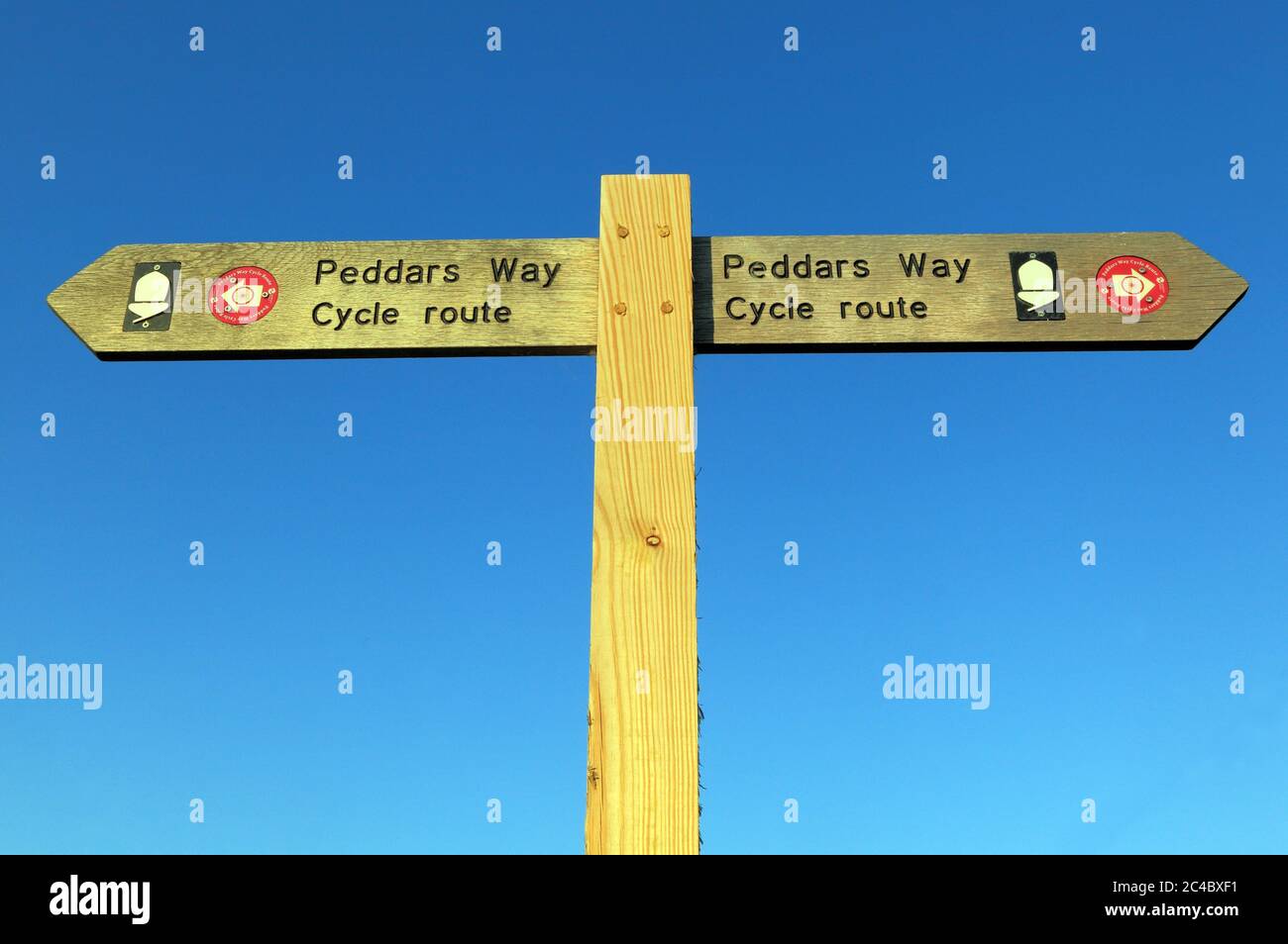 Peddars Way, sign, cycle route, signpost, Holme next the Sea, Norfolk, England Stock Photo