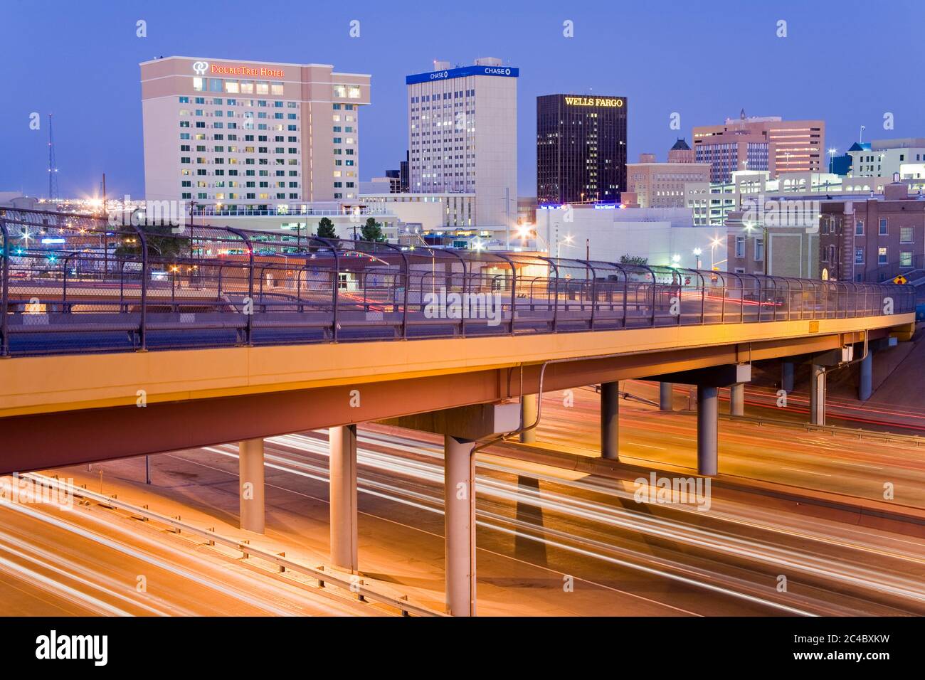 Interstate 10 & El Paso skyline,Texas,USA Stock Photo