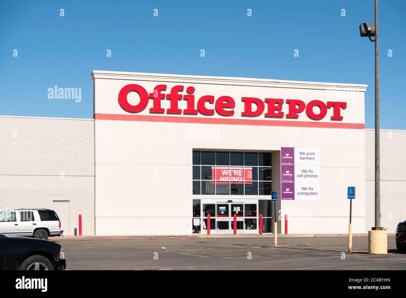 The exterior storefront and entrance of Office Depot, an office supply  store in Wichita, Kansas, USA Stock Photo - Alamy