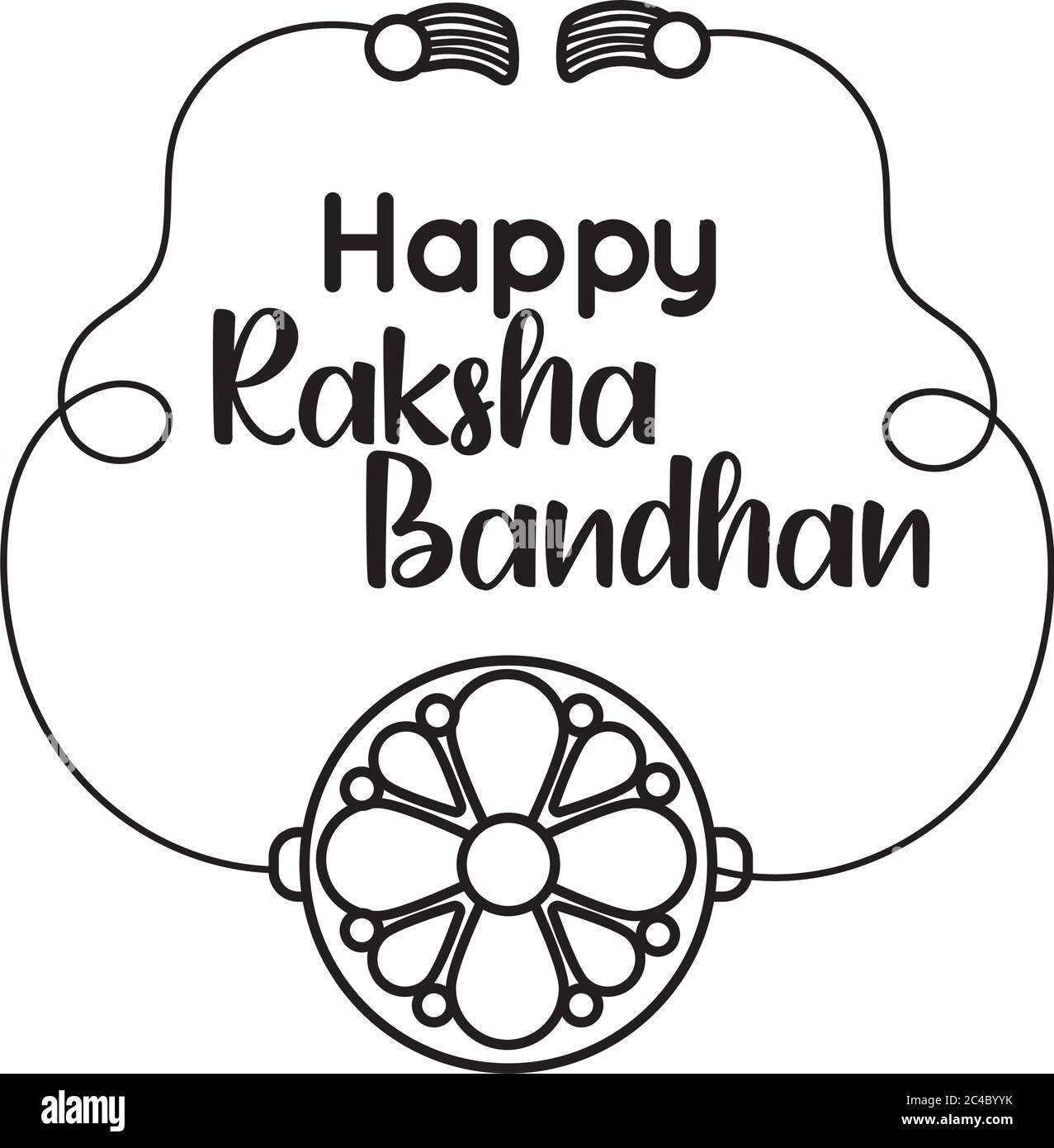 happy raksha bandhan flower wristband accessory line style vector ...
