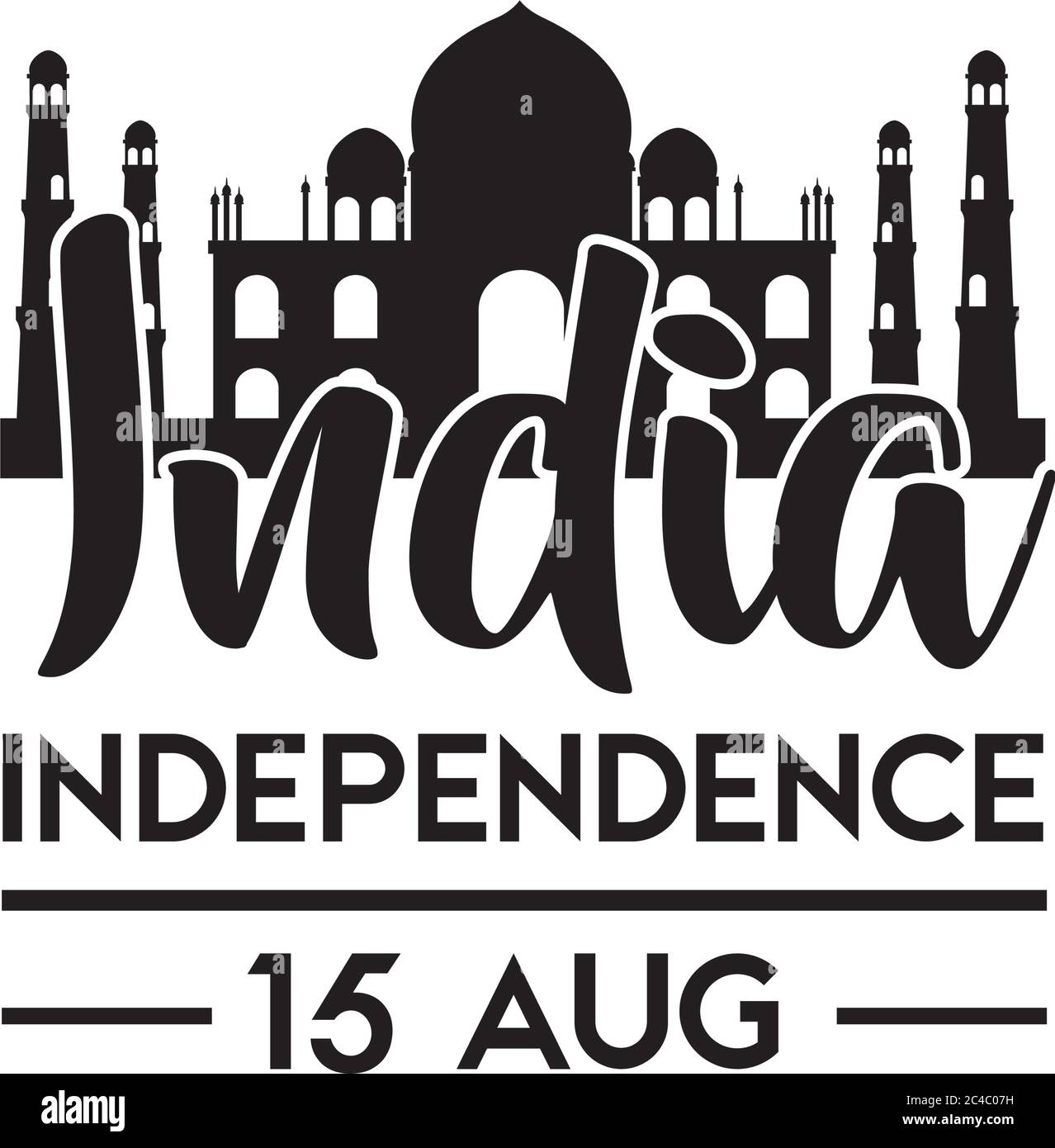 india independence day celebration with taj mahal mosque silhouette ...