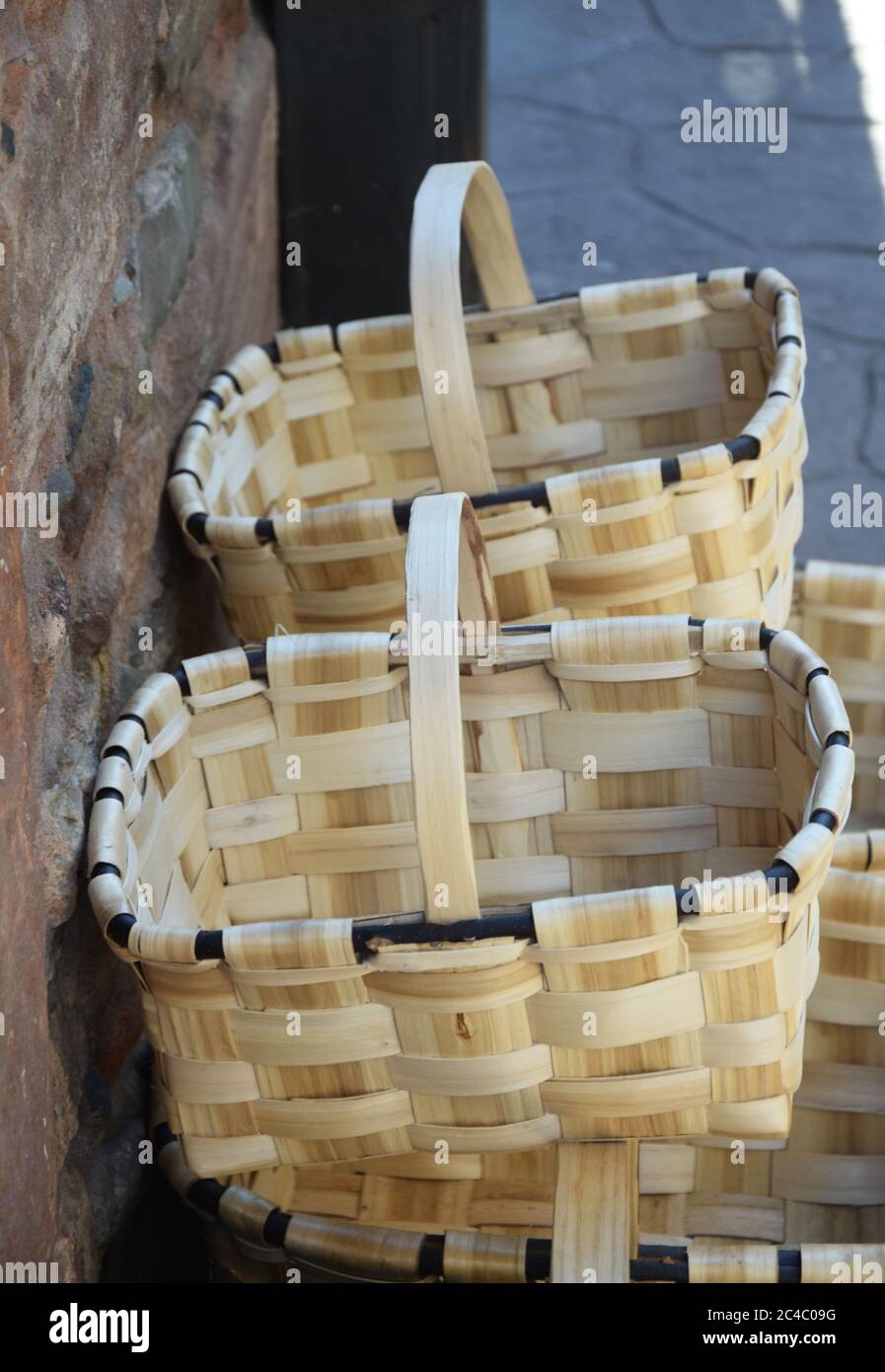 Two wicker baskets in the market In Spain Stock Photo Alamy