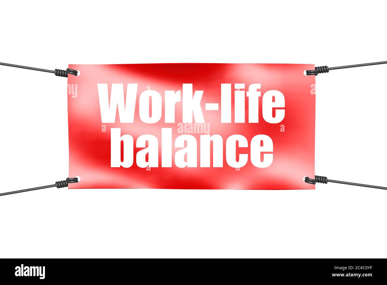 Work-life balance word with red tie up banner, 3D rendering Stock Photo ...