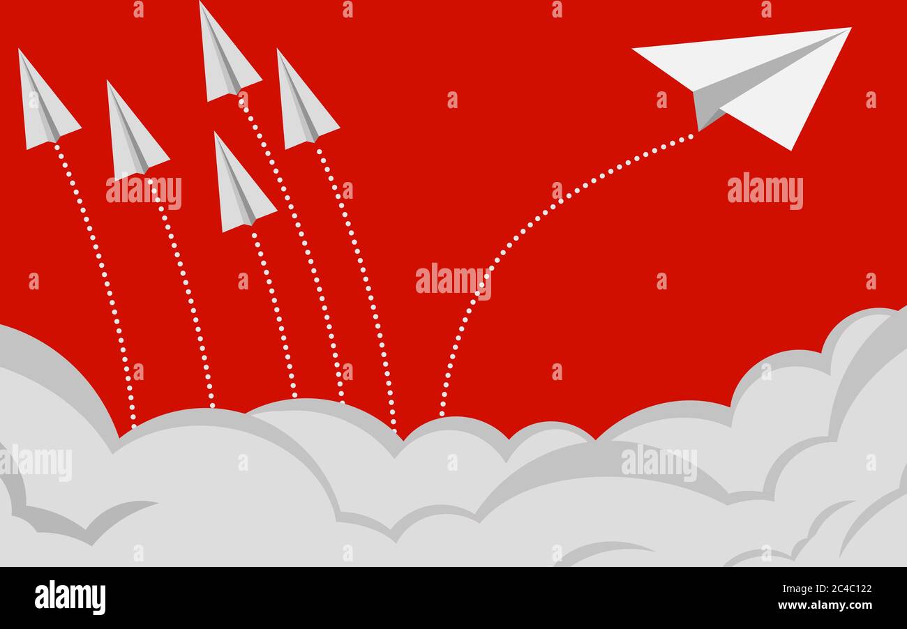 Paper plane changing direction from others , 3D rendering Stock Photo ...
