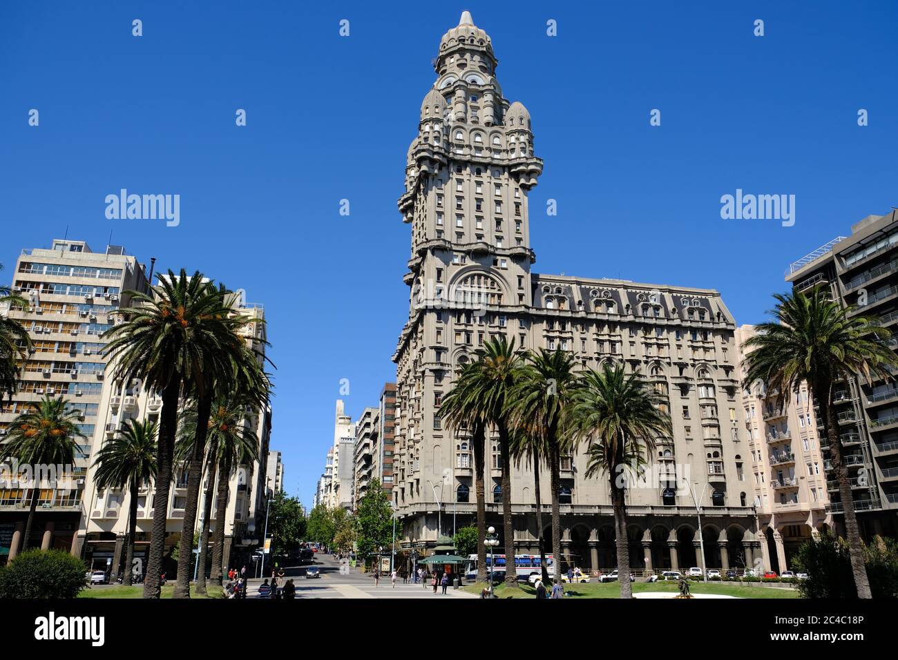Uruguay Montevideo - Salvo Palace at Plaza Independencia - Independence Square Stock Photo