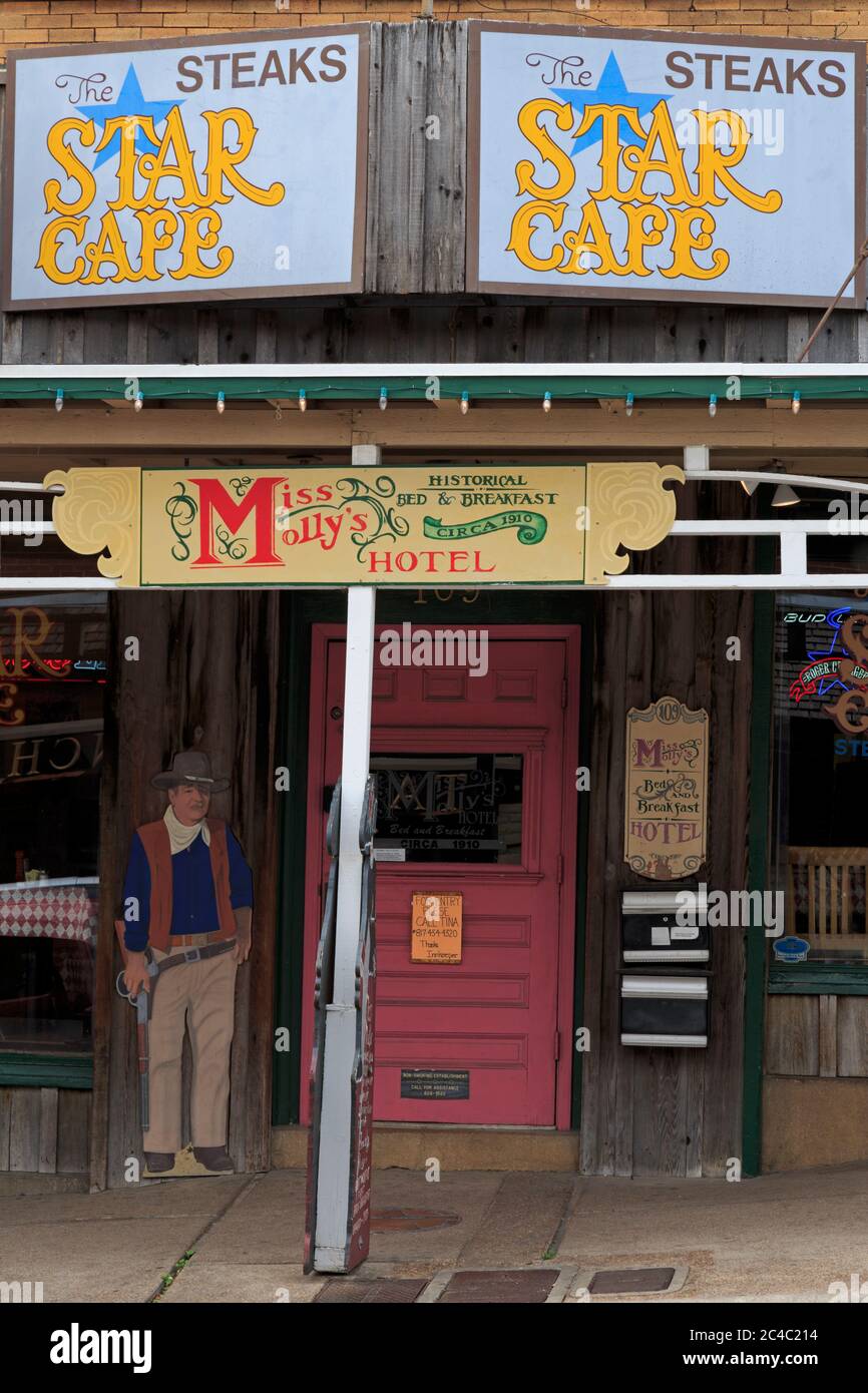 Cafe, Stockyards District, Fort Worth, Texas, USA Stock Photo