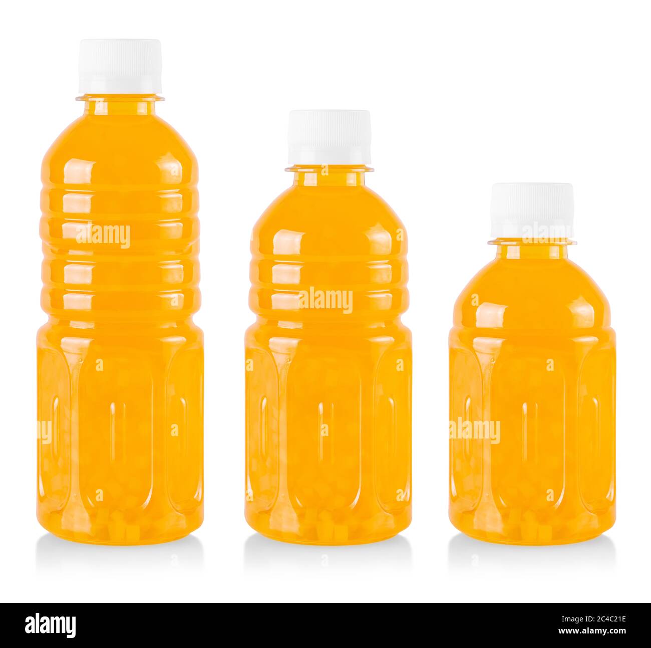 The Orange juice in a plastic container jug isolated on a white