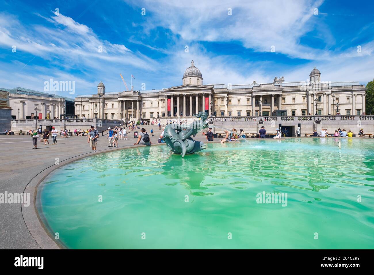 The famous Trafalgar Square and the National Gallery on a beautiful summer day Stock Photo